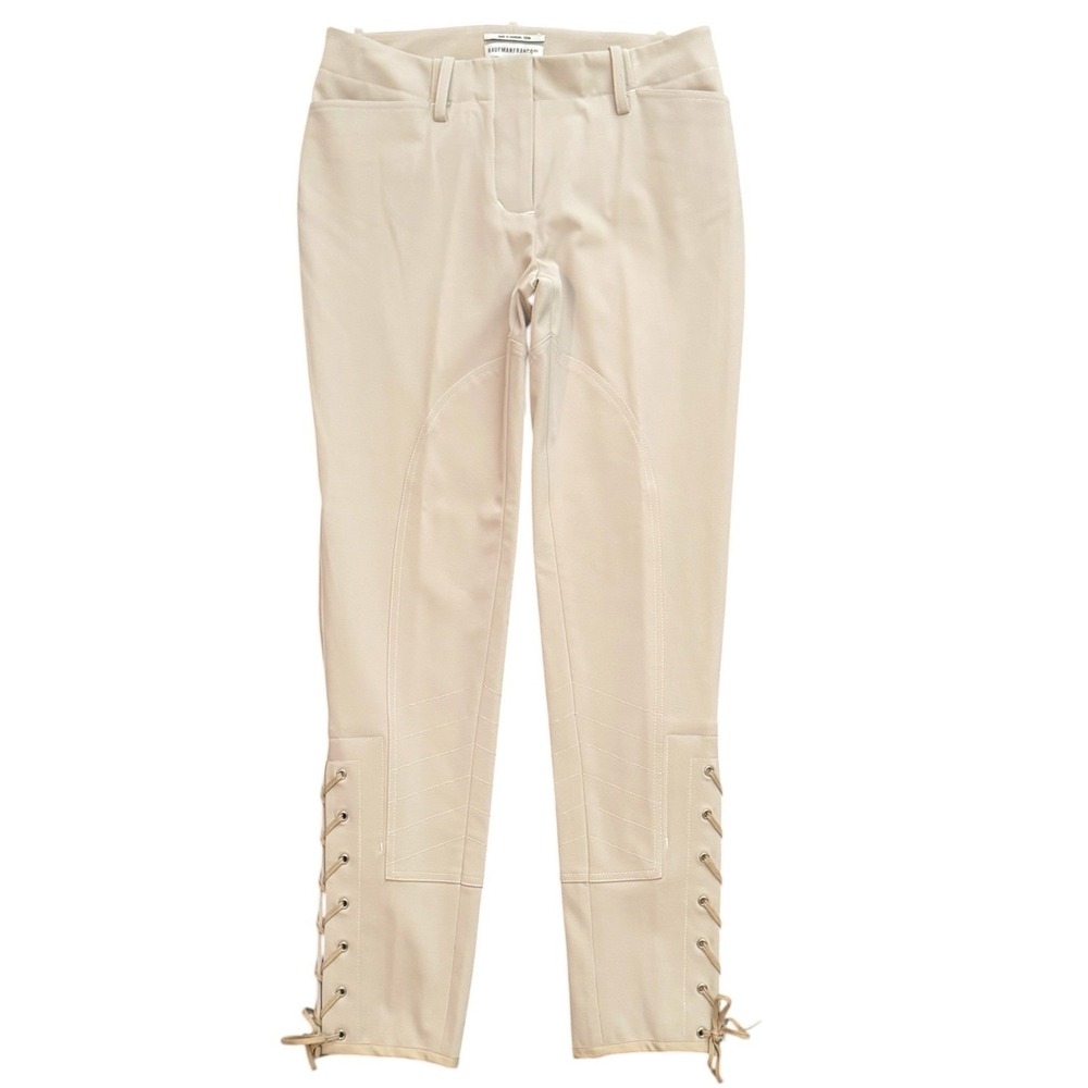 KAUFMANFRANCO Pants Womens 4 Beige Equestrian Lace Up Ankle Trousers Riding